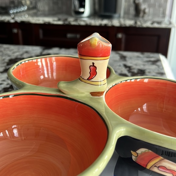 Clay art 3 bowl condiment tray - Picture 5 of 6